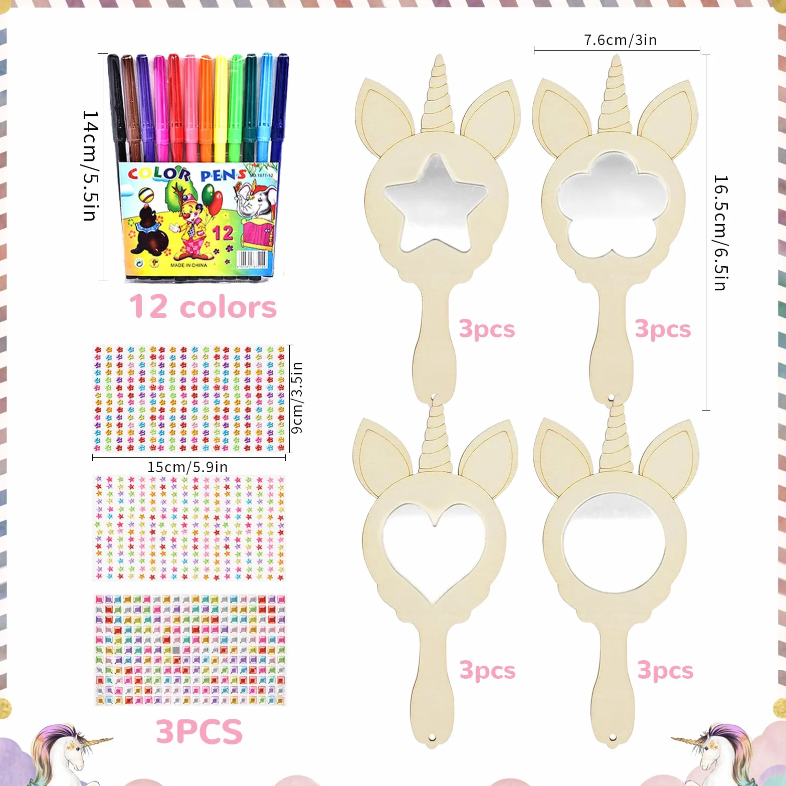 Zkaoai Specchio in Legno Fai Da Te, Mini Specchio DIY, Kit Creativo con Legno per Bambini