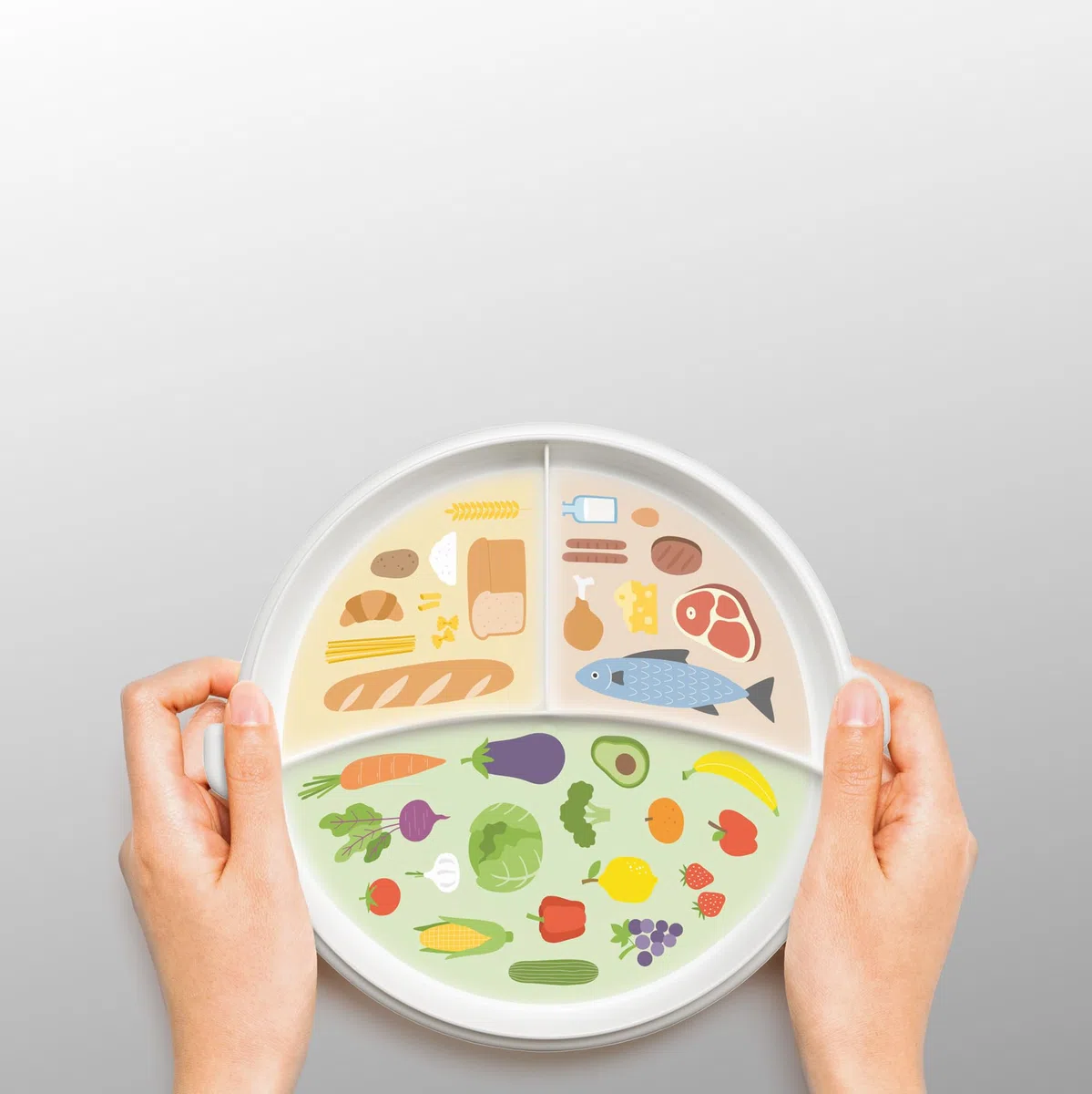 Hausfelder piatto per microonde 23,5 cm di diametro con coperchio, piatto con divisori, plastica, privo di BPA (2 pezzi ø23,5 cm)