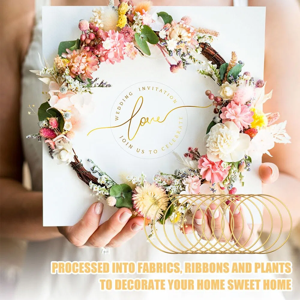 20 Pezzi Cerchi in Metallo Oro per Ghirlande Floreali e Decorazioni - Artigianato e Matrimoni - 10cm 15cm