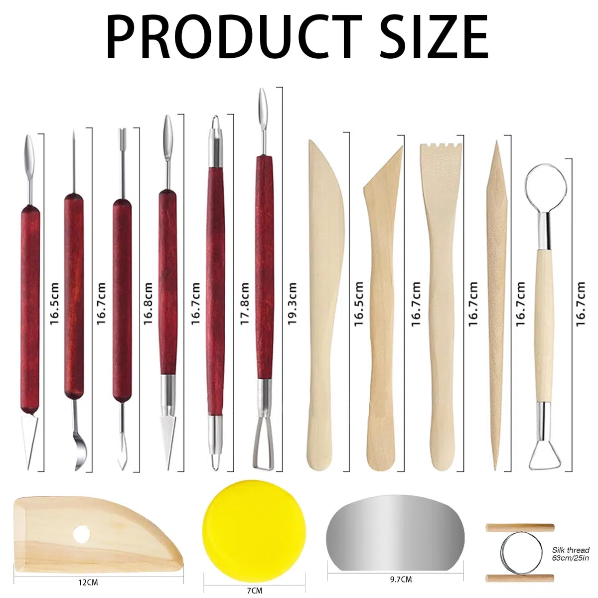 15 Pezzi Attrezzi Ceramica Set di Strumenti per Modellare Argilla Kit Strumenti di Ceramica in Legno Strumenti per Scultura in Argilla Scolpire Modellazione Attrezzi per Scultura in Argilla