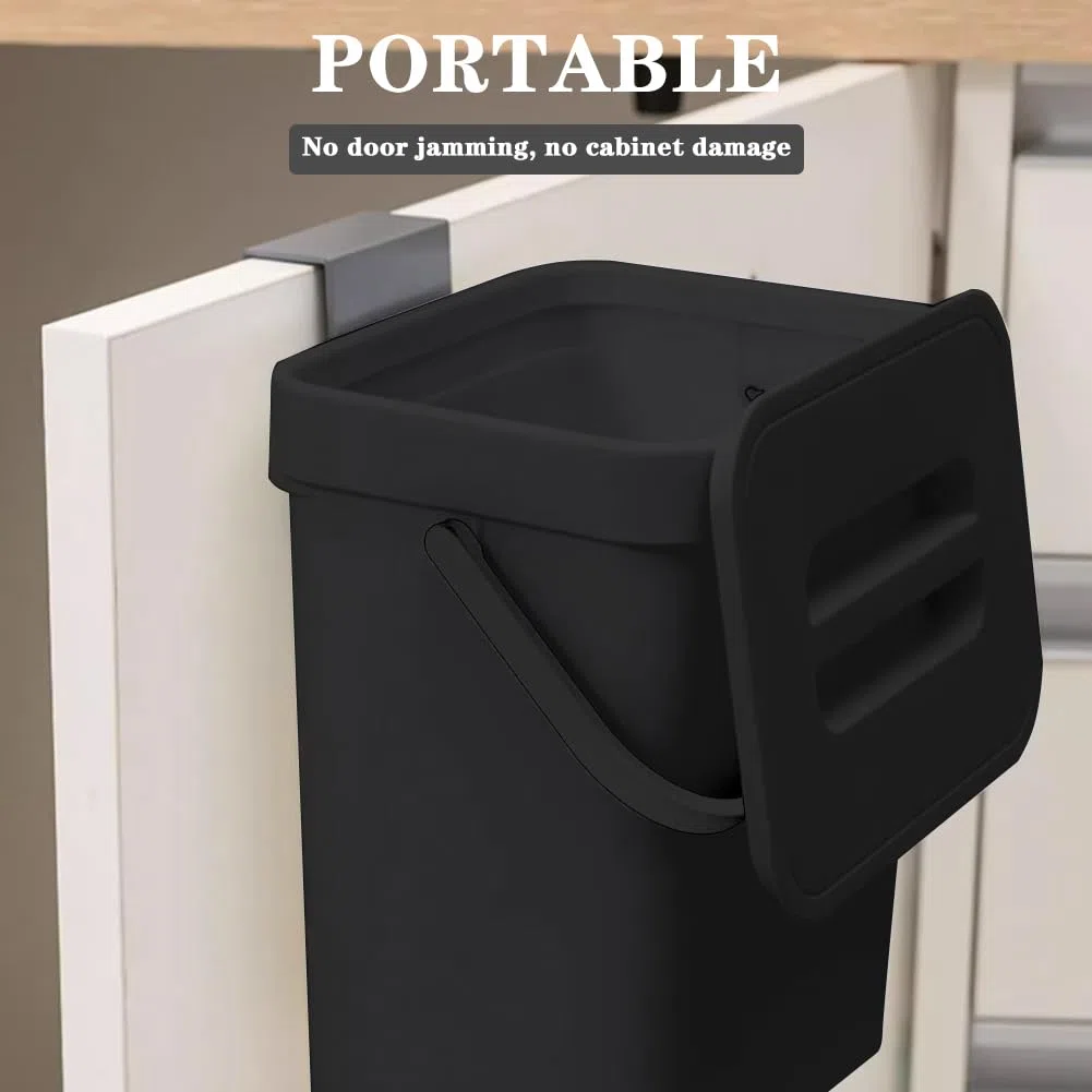DASIAUTOEM Pattumiera biologica, 3 l, con coperchio, per compost da cucina, per pannolini, inodore, da appendere, per casa, bidone biologico, piccolo