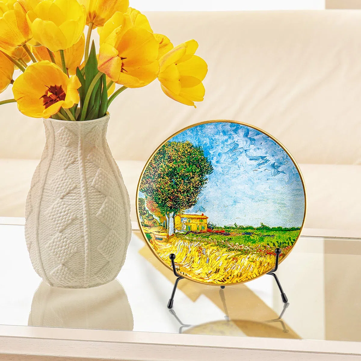 Mocoosy 4pcs 6 pollici migliorato antiscivolo espositore, decorativo piatto supporto foto titolare nero Espositore cavalletto in ferro per display cornici, piatti, libri di cucina, tablet e arte