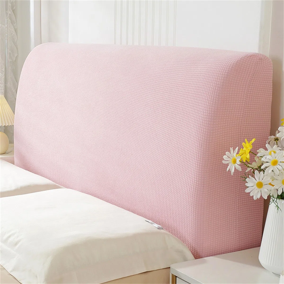 Chickwin Copertura per Testiera Letto, Jacquard Copertura Testiera Letto Antipolvere Universale Copri Testata Elastica Morbido Letto Singolo Matrimoniale Una Piazza e Mezza (Rosa,200cm)