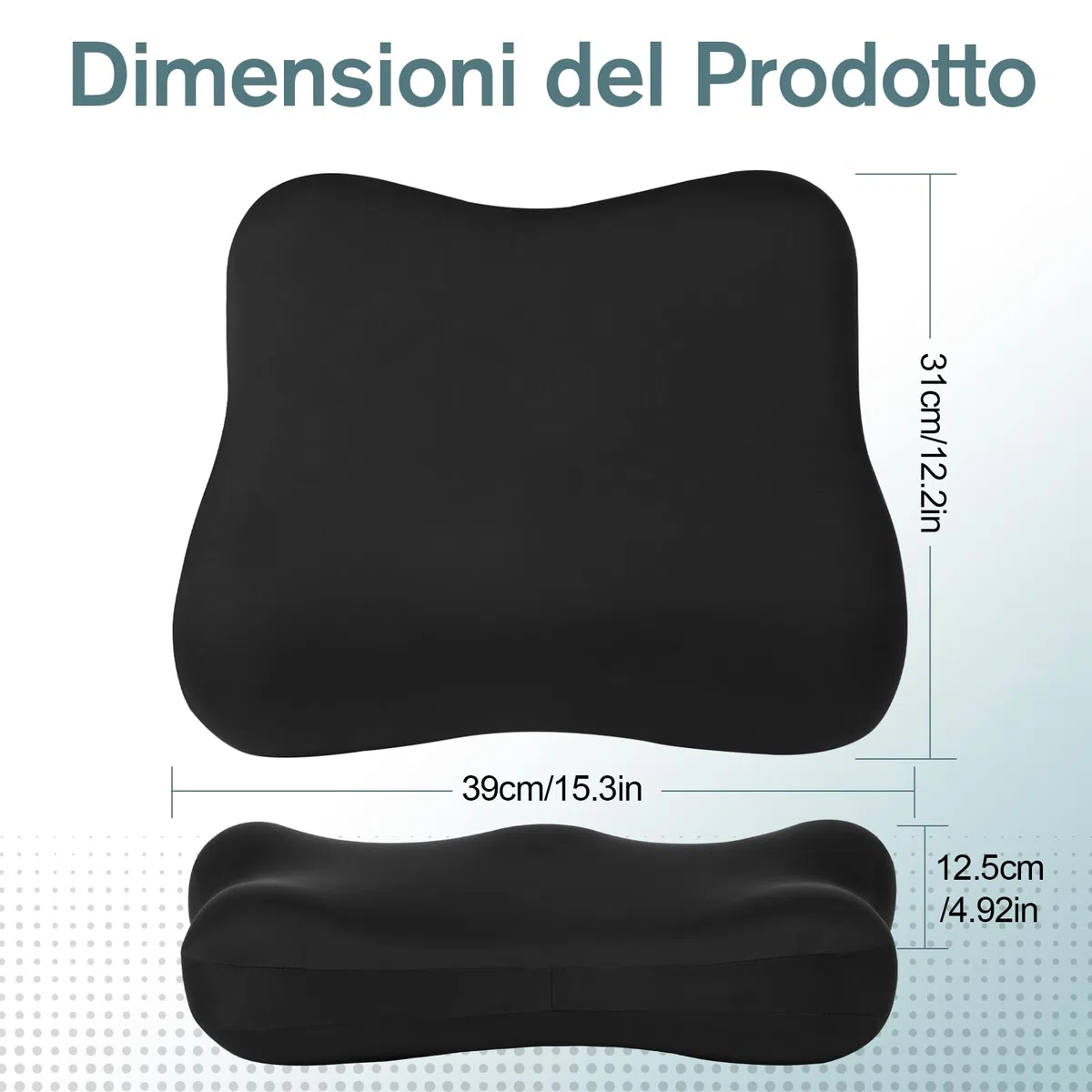 Cuscino Lombare, Supporto Lombare Auto Ergonomico, Cuscino Schienale in Memory Foam, Cuscino Lombare Sedia con Fodera Lavabile per Auto, Sedia Ufficio, Nero