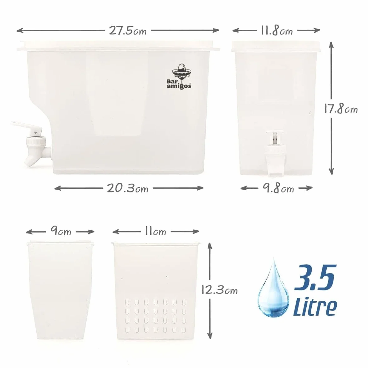 Bar Amigos Contenitore per infusione di frutta 3,5 l PETG rubinetto bevande serbatoio
