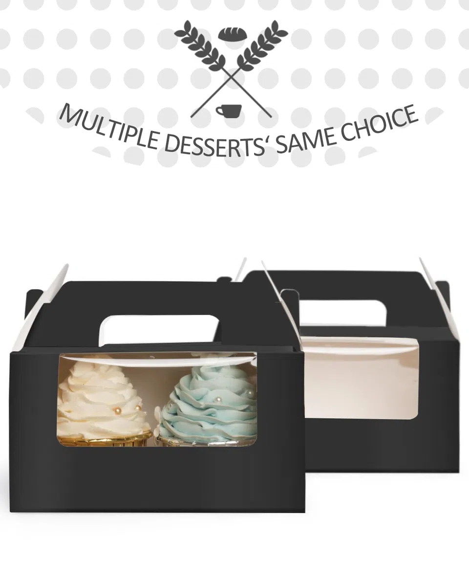 Gcardist Contenitore per Cupcake Nero Supporto Doppio Cupcake Monouso 15 Doppia con Finestra 16,5 x 9,2 x 8,9 cm Contenitore Cupcake (6,5 "x3,6 "x3,5" pollici)