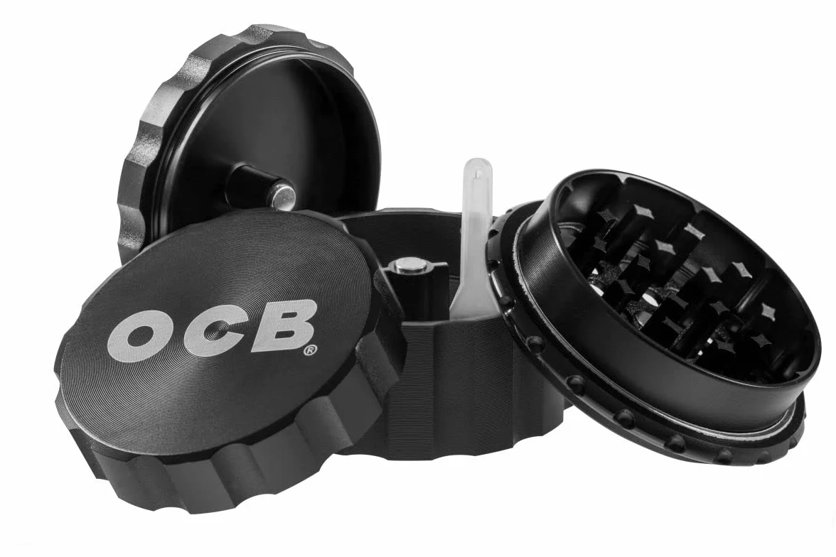 OCB 18888 - Macinino per erbe aromatiche con taglio a diamante, cromato, 50 mm, 4 pezzi, in alluminio