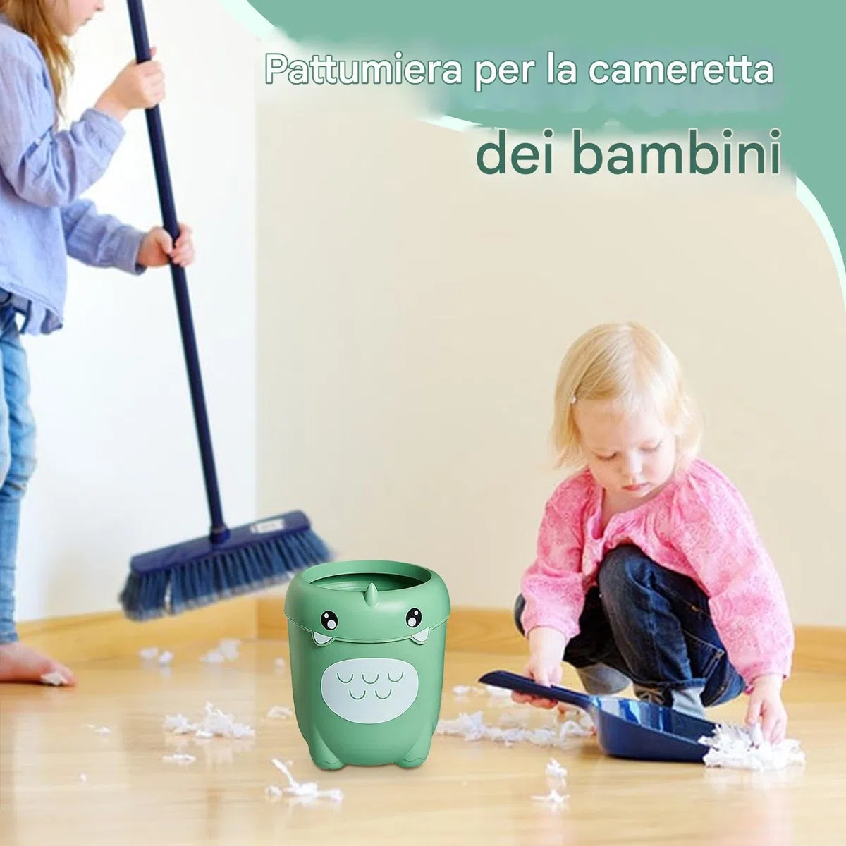 Generico Cestino Per Bambini – Bidonë Plastica Grande Capacità Senza Coperchio | Design Creativo Dinosauro | Porta Rifiuti Camera Bambini | Organizer Versatile Cucina Soggiorno Camera Letto