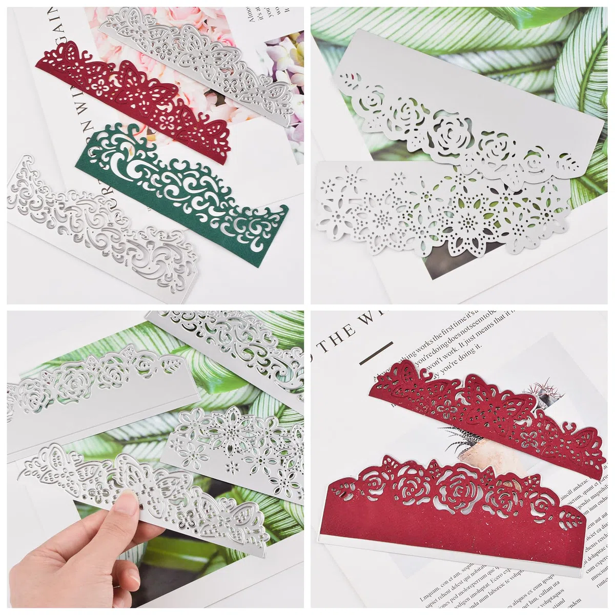 4 fustelle per la creazione, fustelle in metallo per scrapbooking con cornice in pizzo o per biglietti di auguri fai da te, cartolina, album, creazione di biglietti