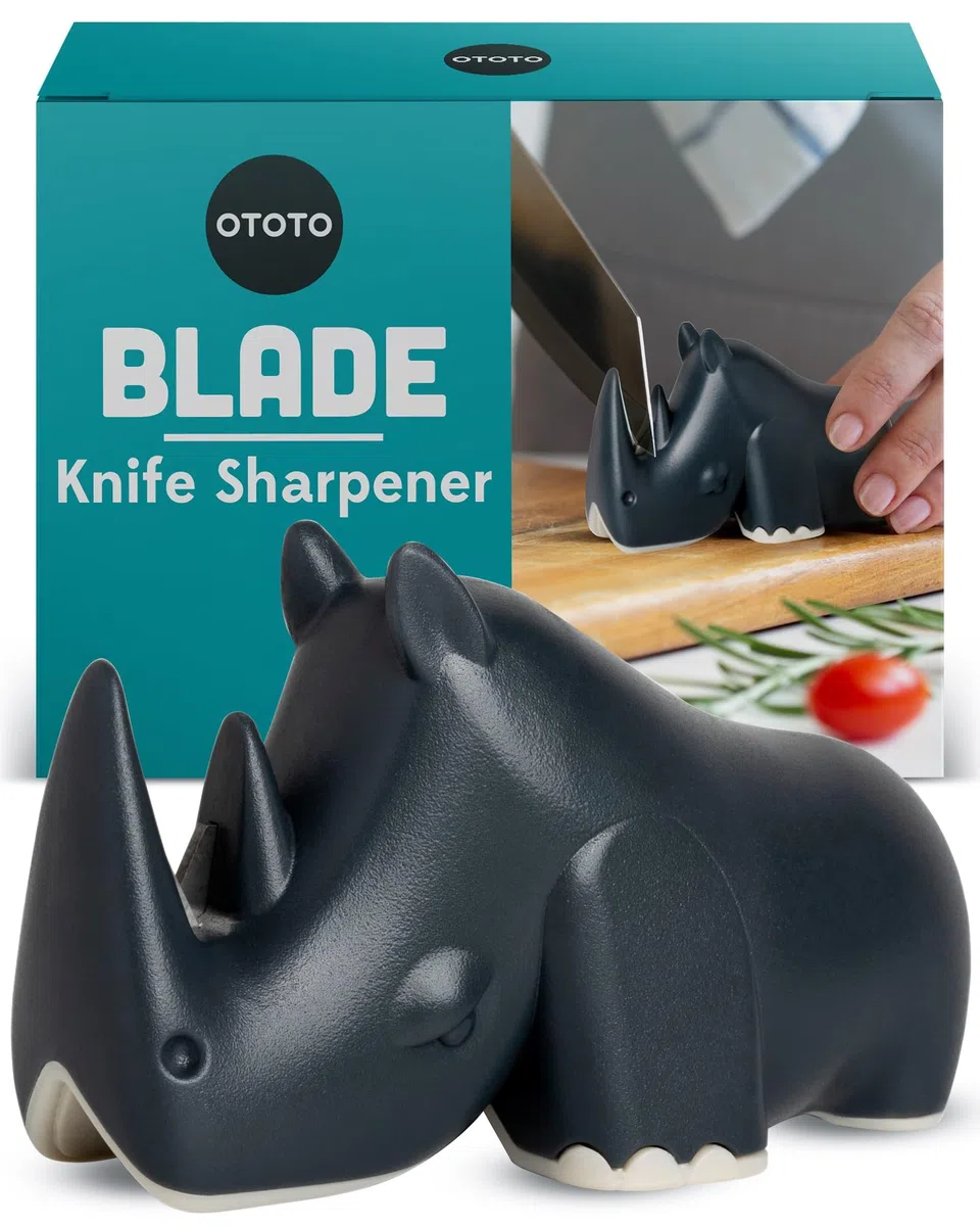 OTOTO Affilacoltelli a lama - Mantieni i coltelli più affilati con il miglior affilacoltelli - Fun Kitchen Gadgets senza BPA e lavabile in lavastoviglie - Dimensioni: 9,2 x 4,3 x 5,3 cm
