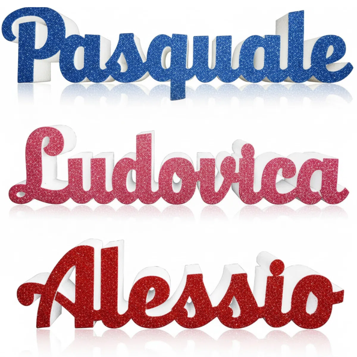 Scritta Nome Personalizzabile in Polistirolo Glitterata 55x15x5 cm Decorazione Made in Italy Ideale per Feste,Matrimonio,Battesimo,Comunione,Idee Regalo Personalizzabili