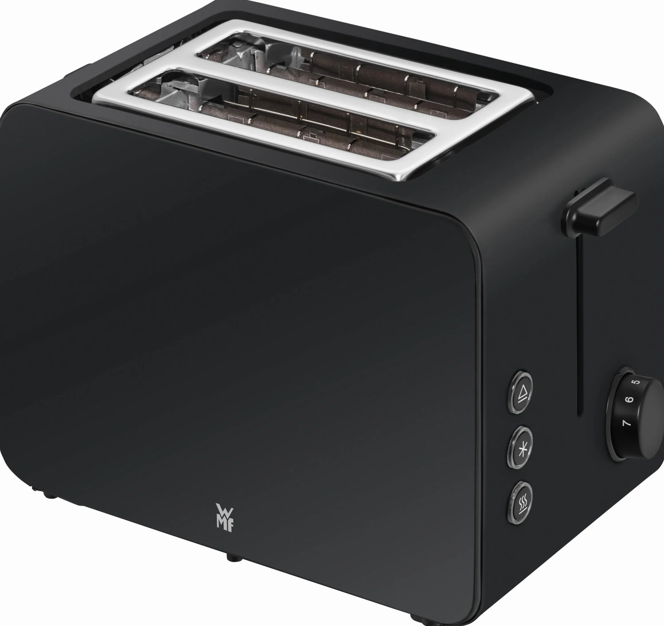 WMF Stelio Tostapane a 2 fette in acciaio inox, doppia fessura con inserto per panino, funzione bagel, 7 livelli di doratura, 900 W, tostapane in acciaio inox nero opaco
