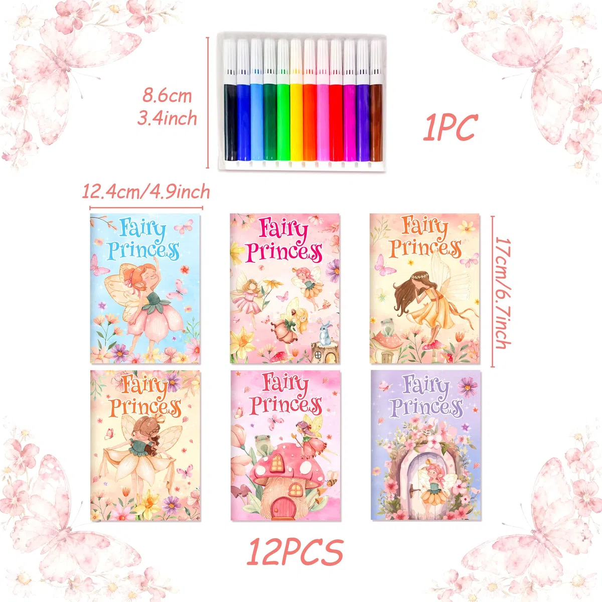 12 mini libri da colorare e piccoli libri attività come regalini festa regali farfalla compleanno accessori rosa