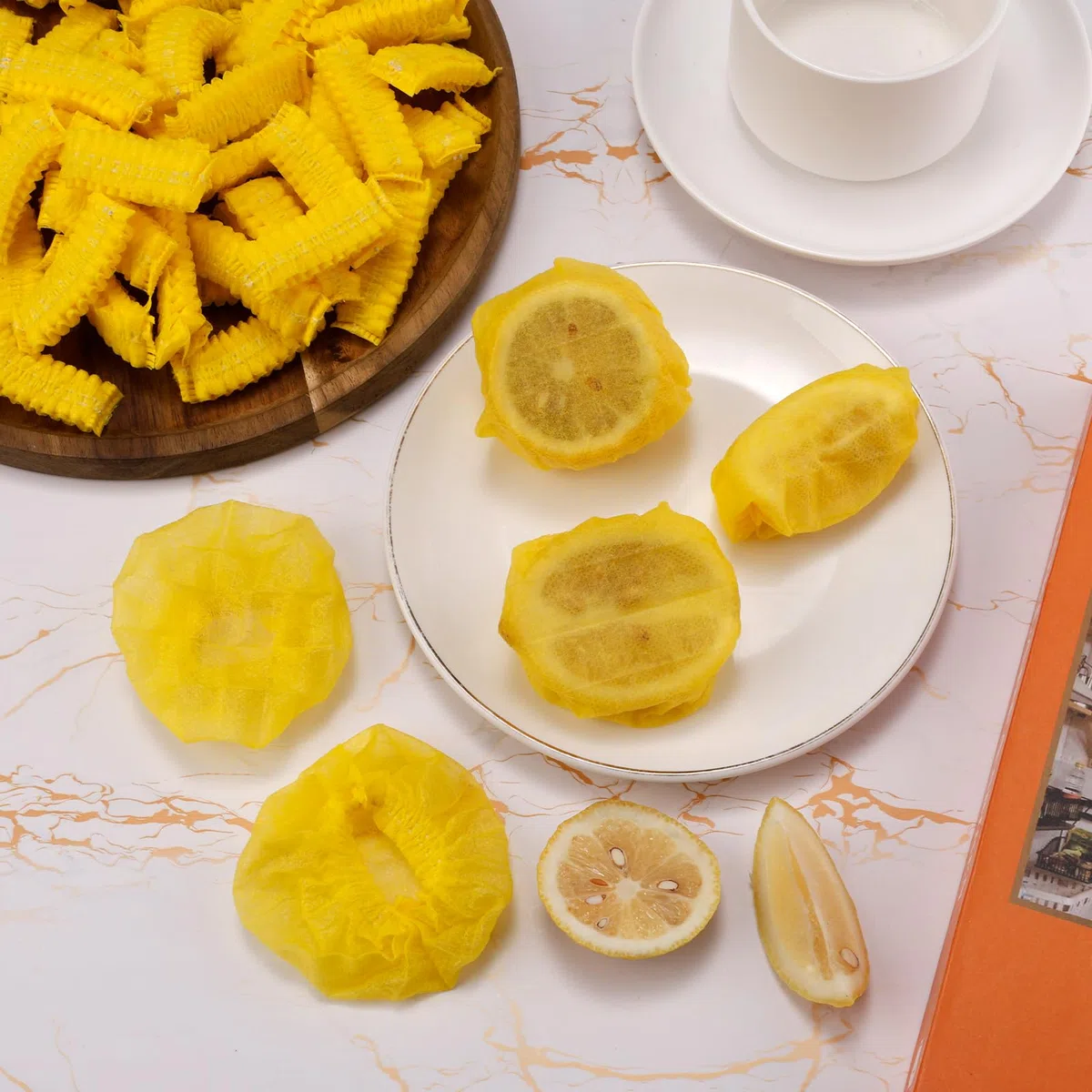 BOXOB 200 pz Coperture per Limoni per Spremere, Sacchetti per Spicchi di Limone Pellicole Elastiche Rete per Succo di Limone Panni per Spremitura, Ideali per Spremere Limoni o Lime Freschi (Giallo)