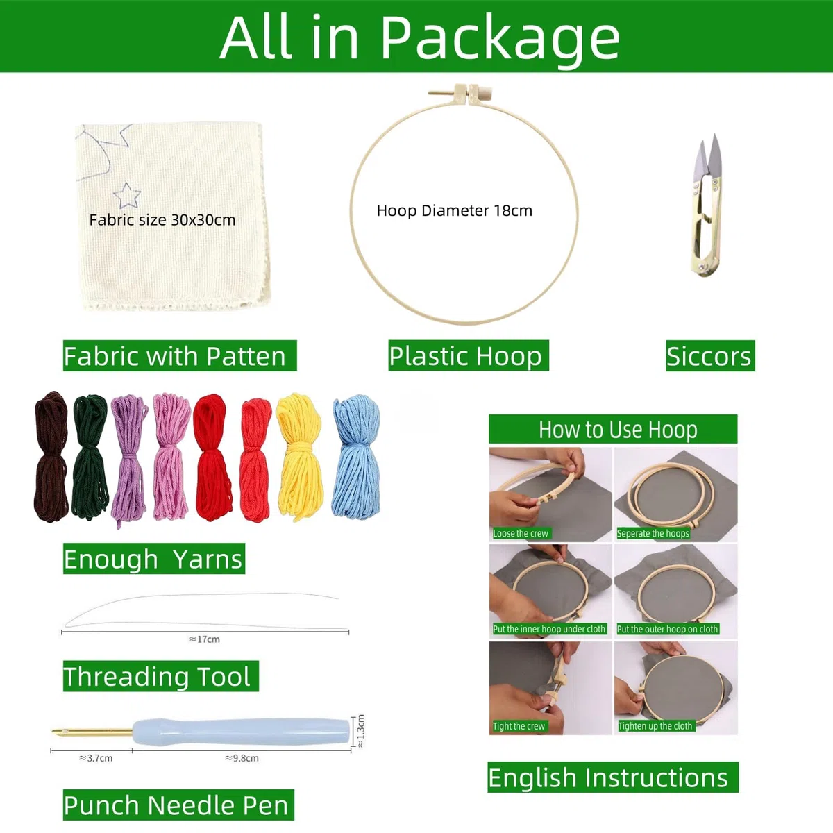 Punch Needle Kit Ricamo Principianti con Ago Magico，Set Completo con Telaio, Fili, Motivi Animali e Fiori，Embroidery Kit per Punto Croce, Piccolo Punto e Fai da Te Creativo per Adulti e Bambini