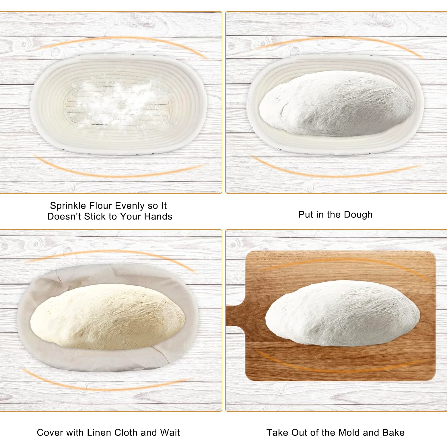 Cestino da Lievitazione, Cesto Lievitazione Pane Ovale, Cesto in Rattan Naturale con Tela di Lino, Accessori per La Cottura Del Pane, Cestino per La Fermentazione, per Cottura in Casa