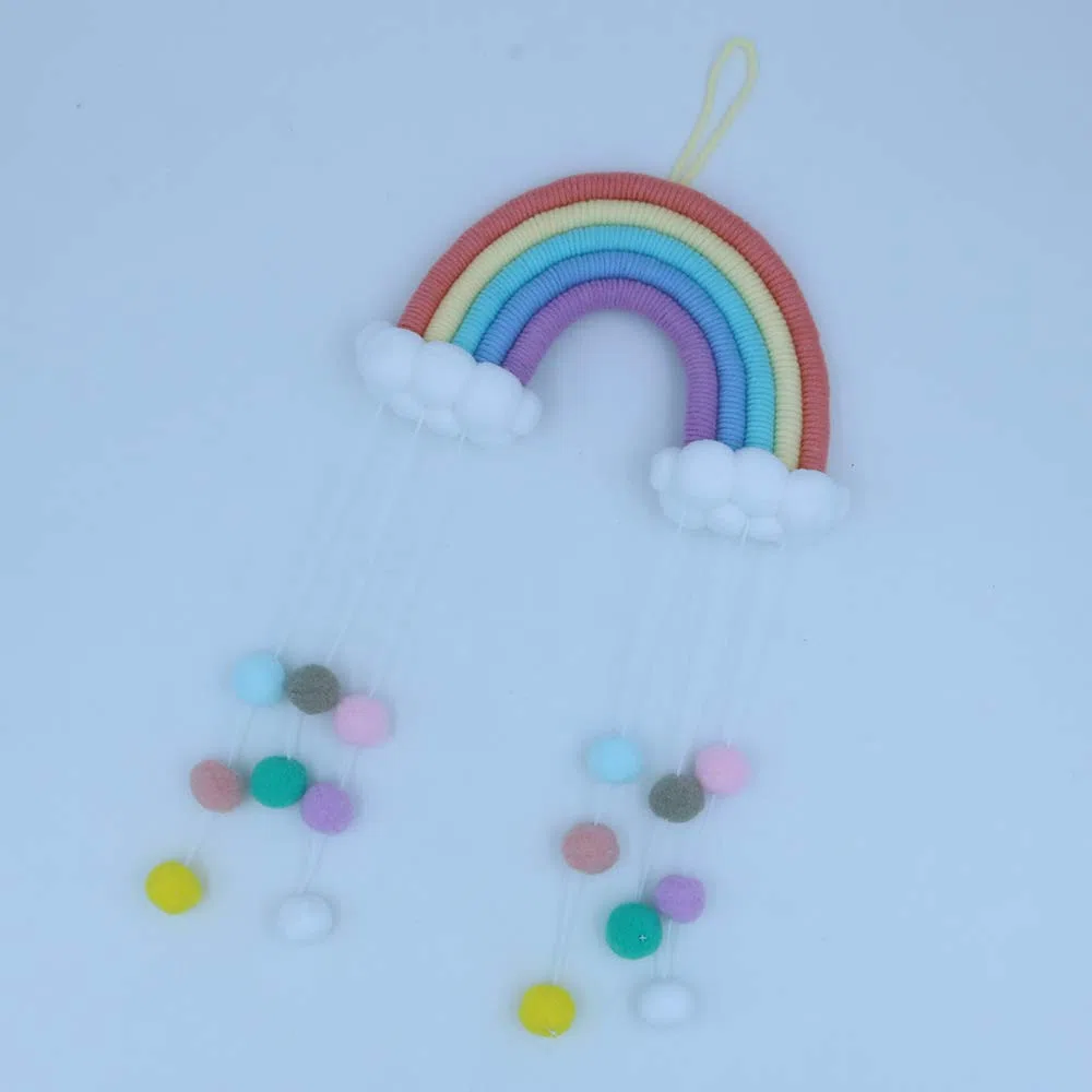 Arcobaleno Decorazione da Parete macramè Appeso, Tessuto macramè Decorativo per Camera, Carino Decorazione da Parete Adatto per Ornamenti Festival Regali (Blu)