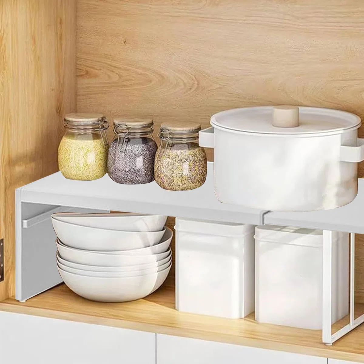 Stand De Rack - Divisore da cucina impilabile, mensola regolabile | Scaffale organizer leggero per armadio, guardaroba, guardaroba, guardaroba, porta scarpe, interno