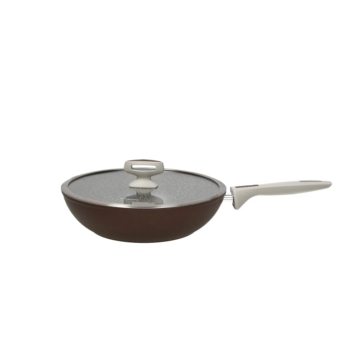Tognana Pearlbrown stone, Wok 28 cm con coperchio, alluminio forgiato, marrone