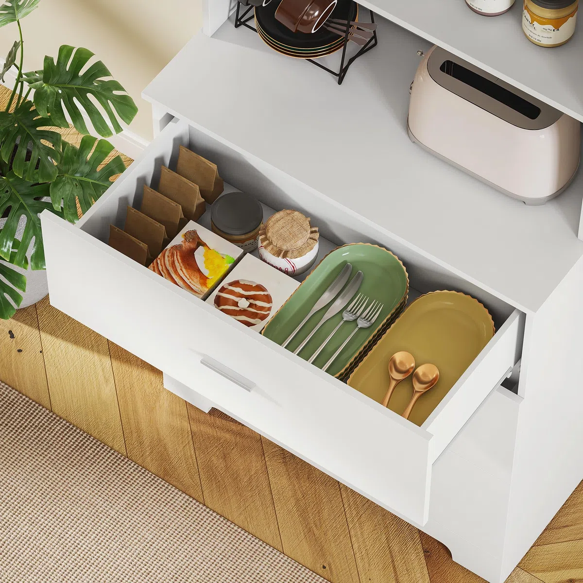 HOMCOM Libreria Scaffale Alta 182.2 cm a 3 Ripiani Aperti e 3 Cassetti, Libreria Verticale Salvaspazio, Mobile Portaoggetti in Legno per Soggiorno, Camera da Letto, Studio e Ufficio, Bianco