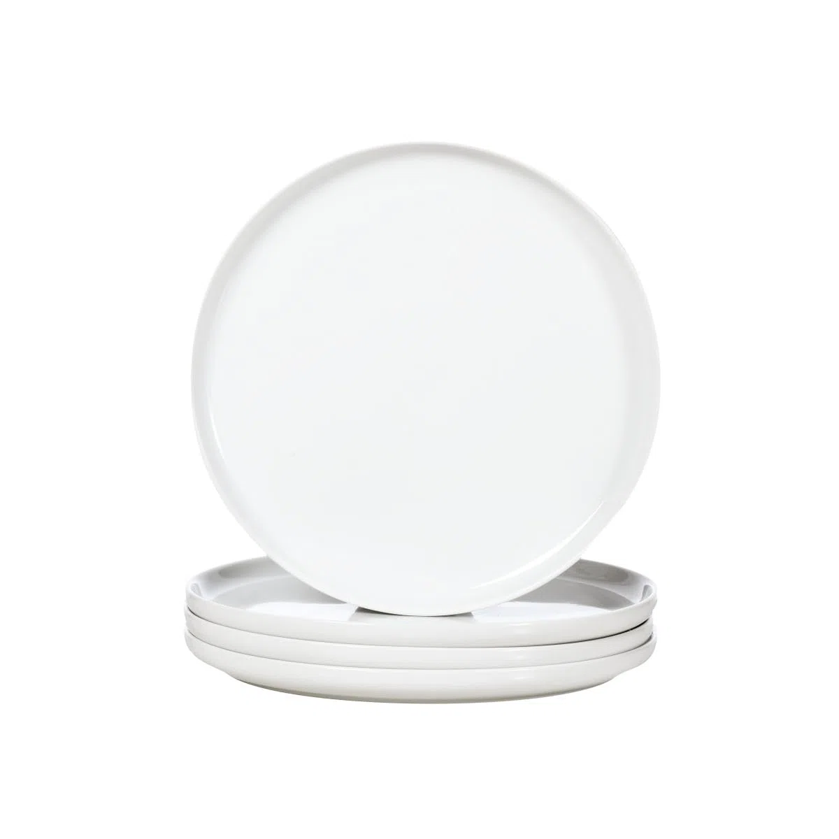 WishDeco Set di 4 Piatti Piani, Piatti Pizza Ceramica 27 cm, Piatto Moderni Bianchi, Piatto da Portata Grande, Servizio Plate Rotondi per Insalata, Pasta, Bistecca, Panino