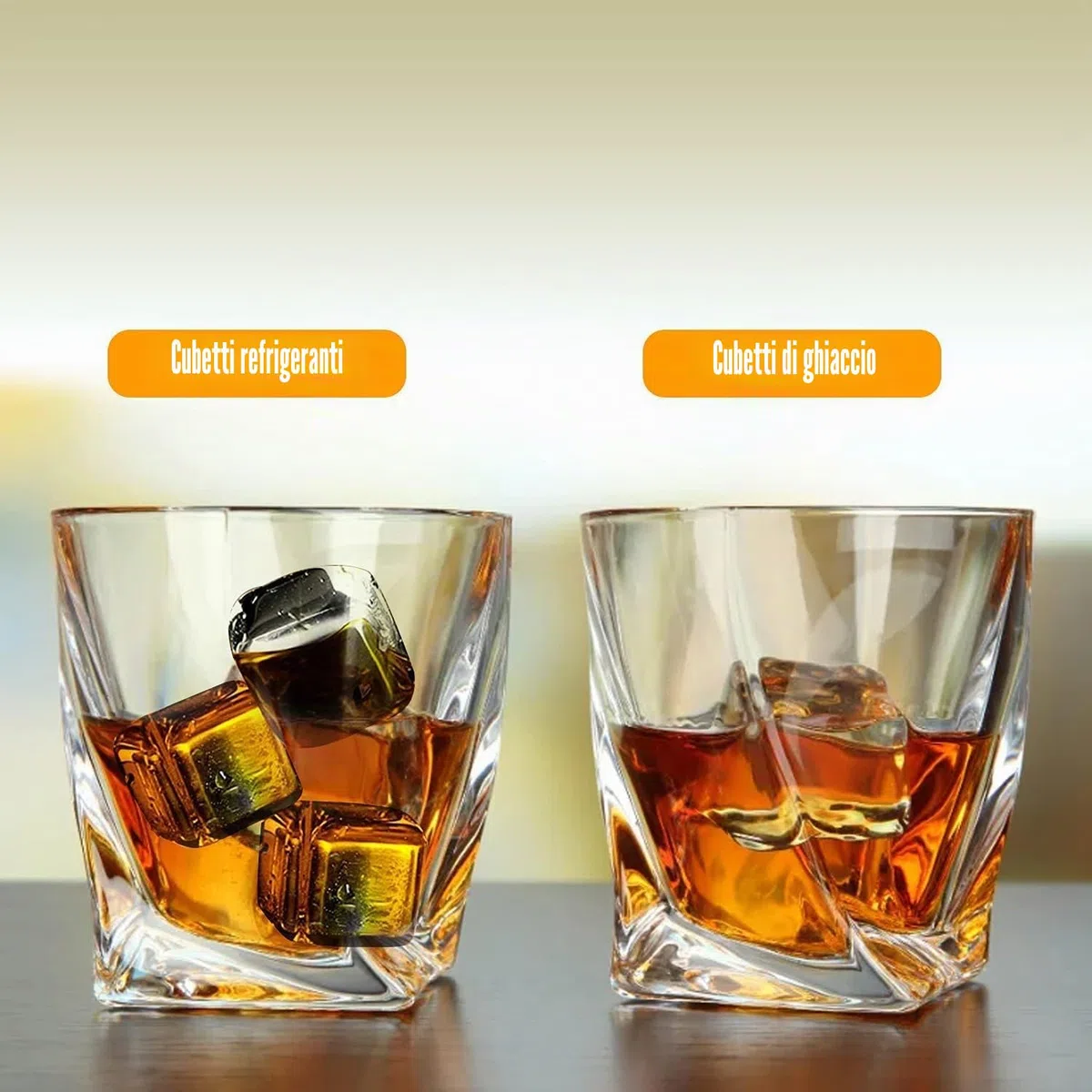 8 cubetti di ghiaccio riutilizzabili in acciaio inox, adatti per alimenti, in acciaio inox, pietre di ghiaccio, accessori per bar, cocktail, rocce di gin