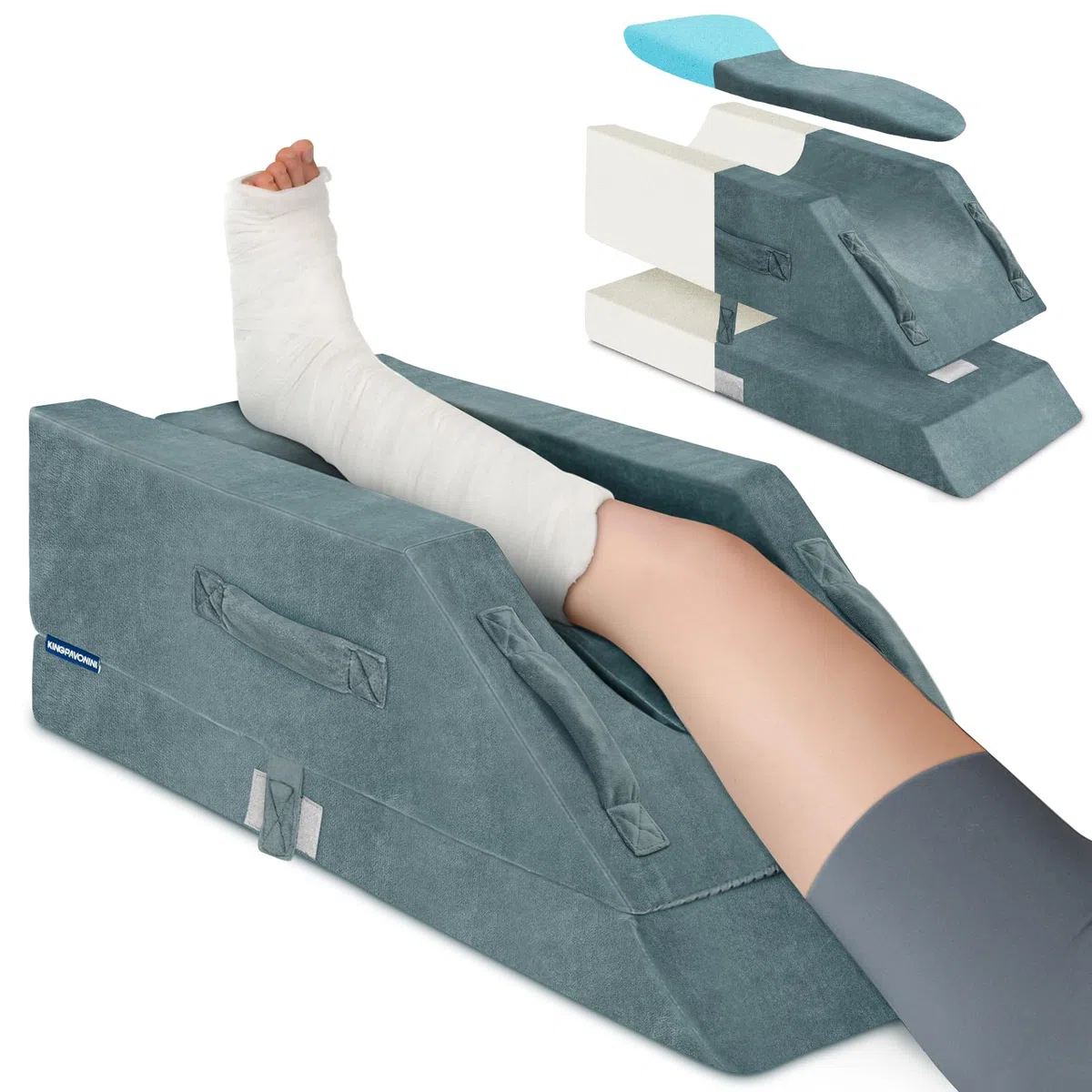 KingPavonini 4 cuscini per le gambe con altezza regolabile per post-operatorio, cuscino con curva ergonomica, in memory foam per gonfiore e sollievo dal dolore alle gambe, aiuto per la guarigione dopo