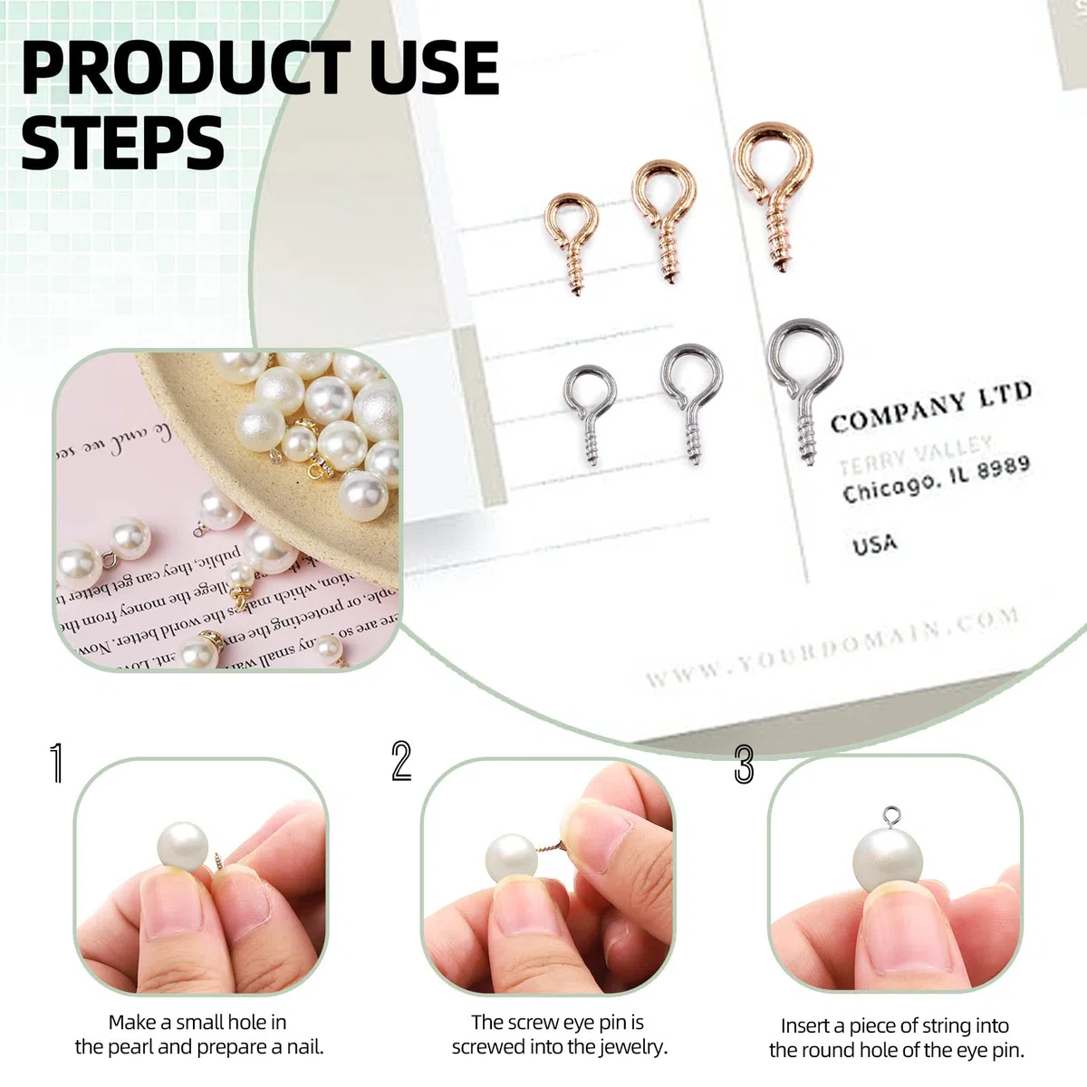 Glarks 1610Pcs 7 colori Vite Eye Pins Ganci Filettati Eye Pin Peg Mini Metallo Anello Chiodi Ganci Vite per Gioielli, Orecchini, Collane, Bracciali FAI DA TE 3 Dimensioni da 4x8 mm, 5x10 mm, 6x13 mm