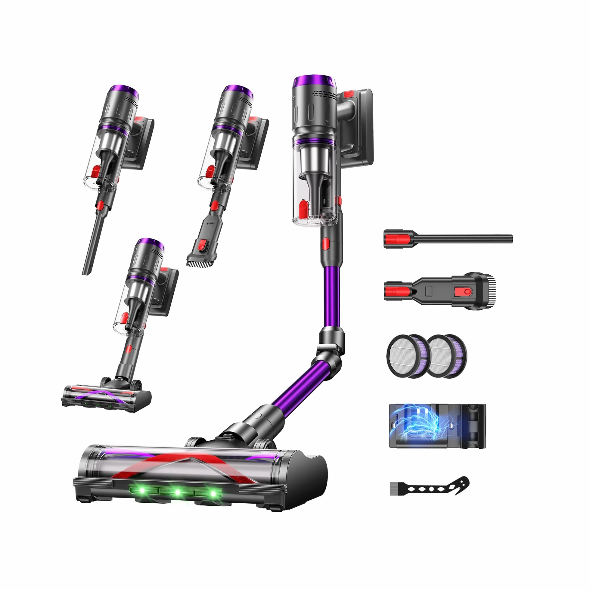 GIDGIMO professional X Circlio Aspirapolvere Senza Fili 58KPa/600W/75Min, Scopa Elettrica Senza Fili Verticale Antigroviglio con Display a LED, Ricaricabile a Parete, Per Animali/Pavimenti/Tappeti