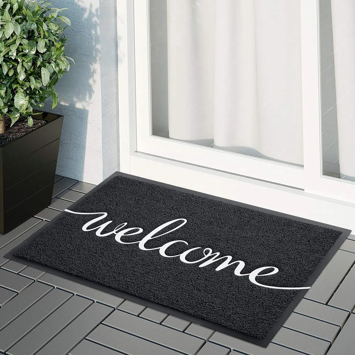 Esterno Interno Tappeto Ingresso casa con Scritta Welcome, Antiscivolo Assorbente Resistente allo sporco Cucina Asciugapassi Entrata
