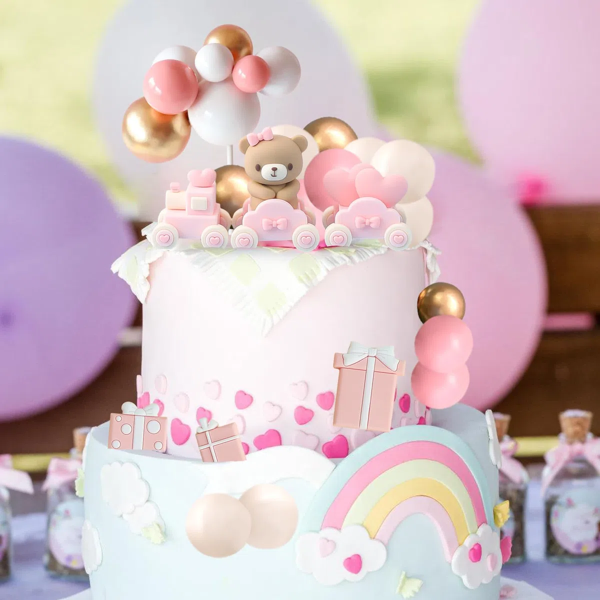 Nizirioo Decorazione per Torta Fai da Te Rosa - per Bambini, Compleanno, Matrimonio, Baby Shower