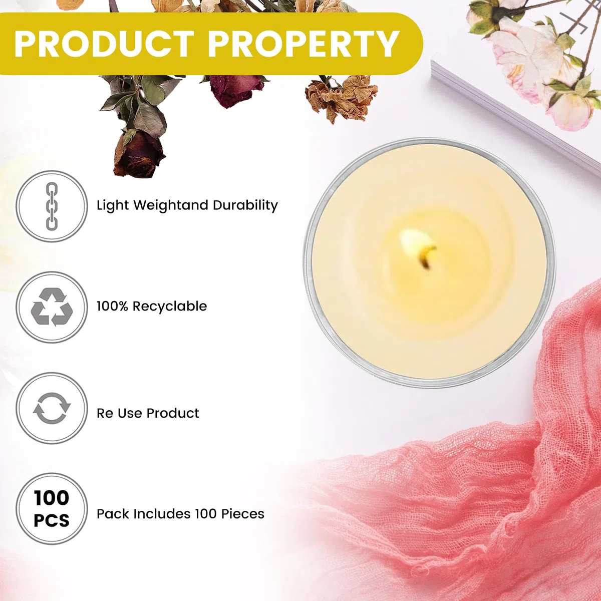100 pezzi in alluminio - Bicchieri vuoti con 100 stoppini, portacandele standard per candele tealight fai-da-te, ideali per la produzione di candele
