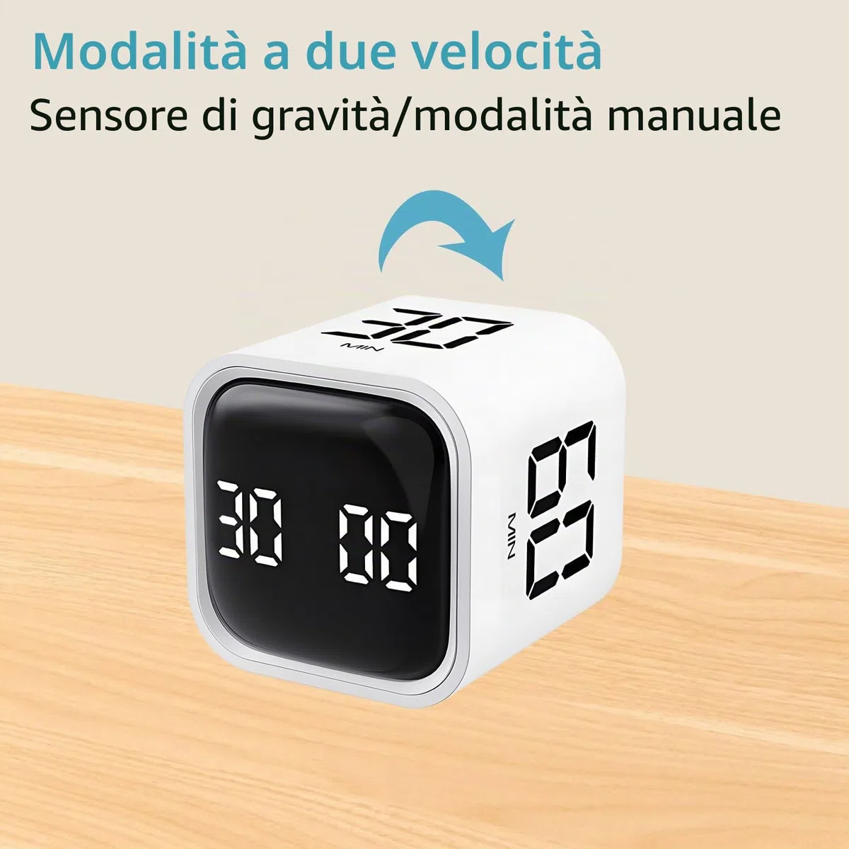 QUMOX Timer Cubo 5 10 30 60 Minuti, Timer Digitale Ricaricabile con Sensore di Gravità, Modalità Manuale, Vibrazione e 2 Livelli di Volume, Timer Portatile per Studio, Lavoro, Cucina (Bianco)