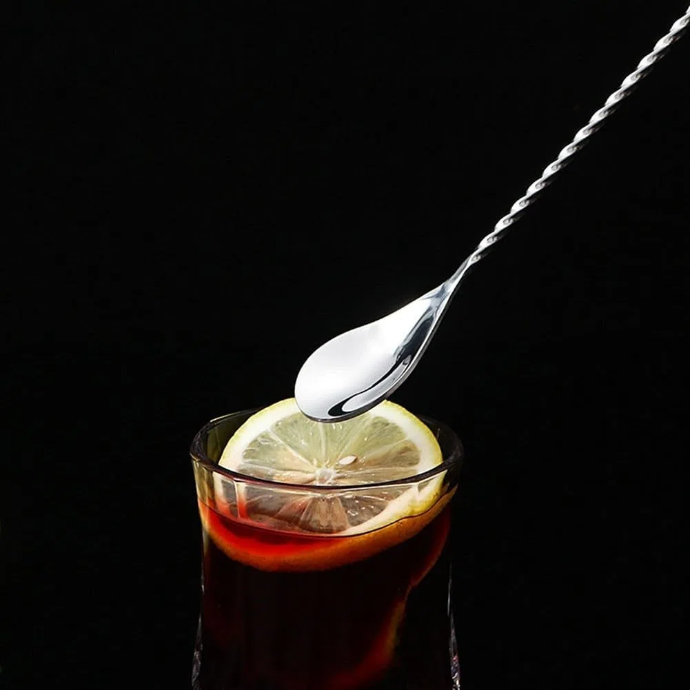 2 cucchiai in acciaio inox per mescolare cocktail, cocktail, bar, gelati, caffè, frappè (40 cm)