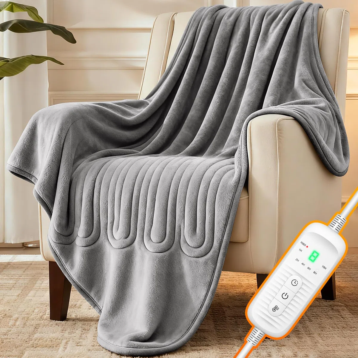 Coperta Elettrica Bifacciale in Flanella Adatta per 1-2 persone, 160 x 130 cm, con Timer da 1 a 10 Ore, 9 Impostazioni di Temperatura, Riscaldamento Rapido e Protezione dal Surriscaldamento.