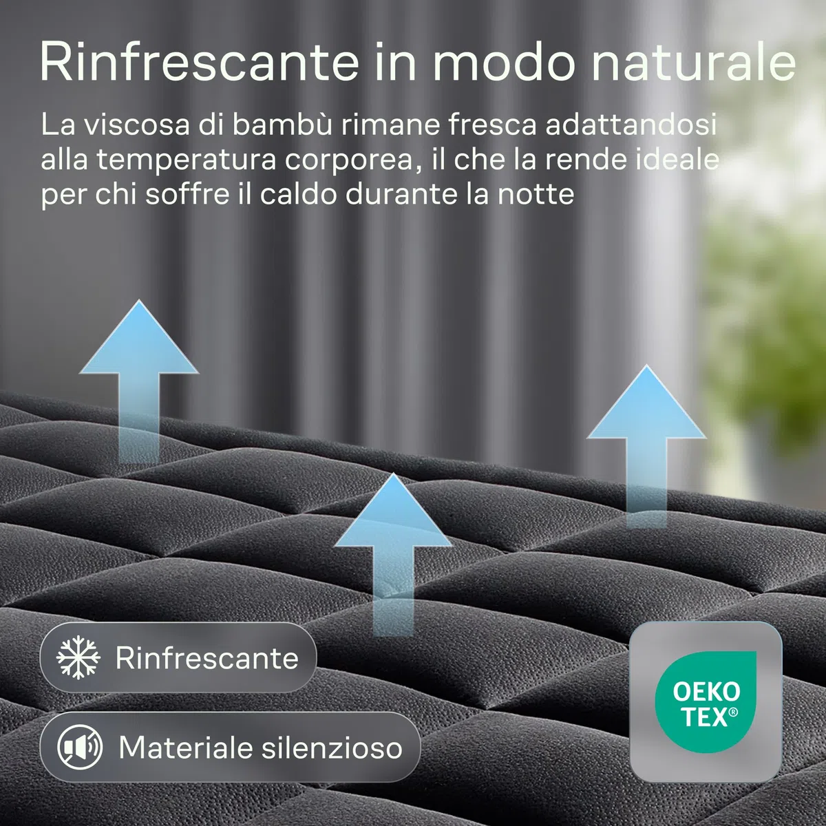 Coprimaterasso Nero Cloud Comfort – Protezione ultra morbida, traspirante e rinfrescante in viscosa di bambù – 140x190 cm, altezza ottimale per il riposo