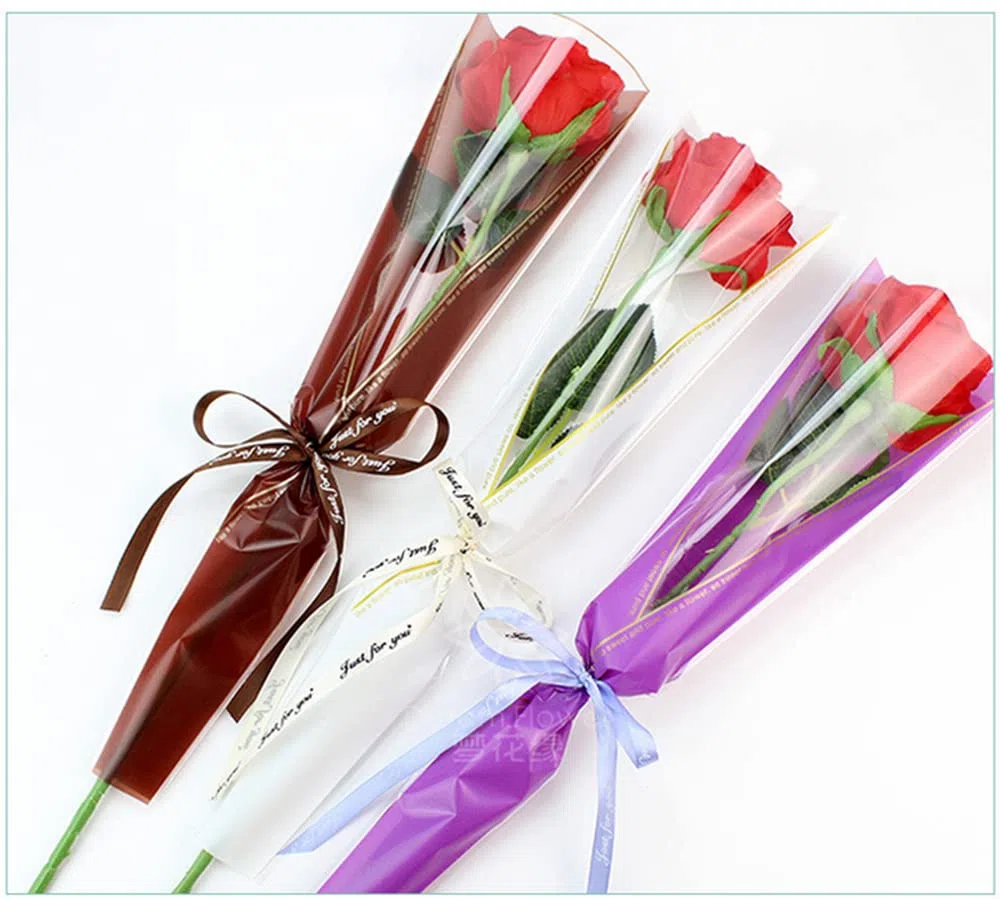 NatureMan 150 pezzi/6 colori, sacchetto di imballaggio con rose singole, bouquet, borsa, carta regalo floreale impermeabile per festa della mamma, San Valentino, bouquet fioristi