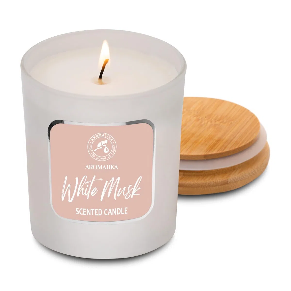 Candela Profumata di Muschio Bianco 200g - Candela Alla Cera di Soia - Candele Profumate per la Casa - Aromaterapia - Candela Regalo - Idea per il Compleanno - Natale