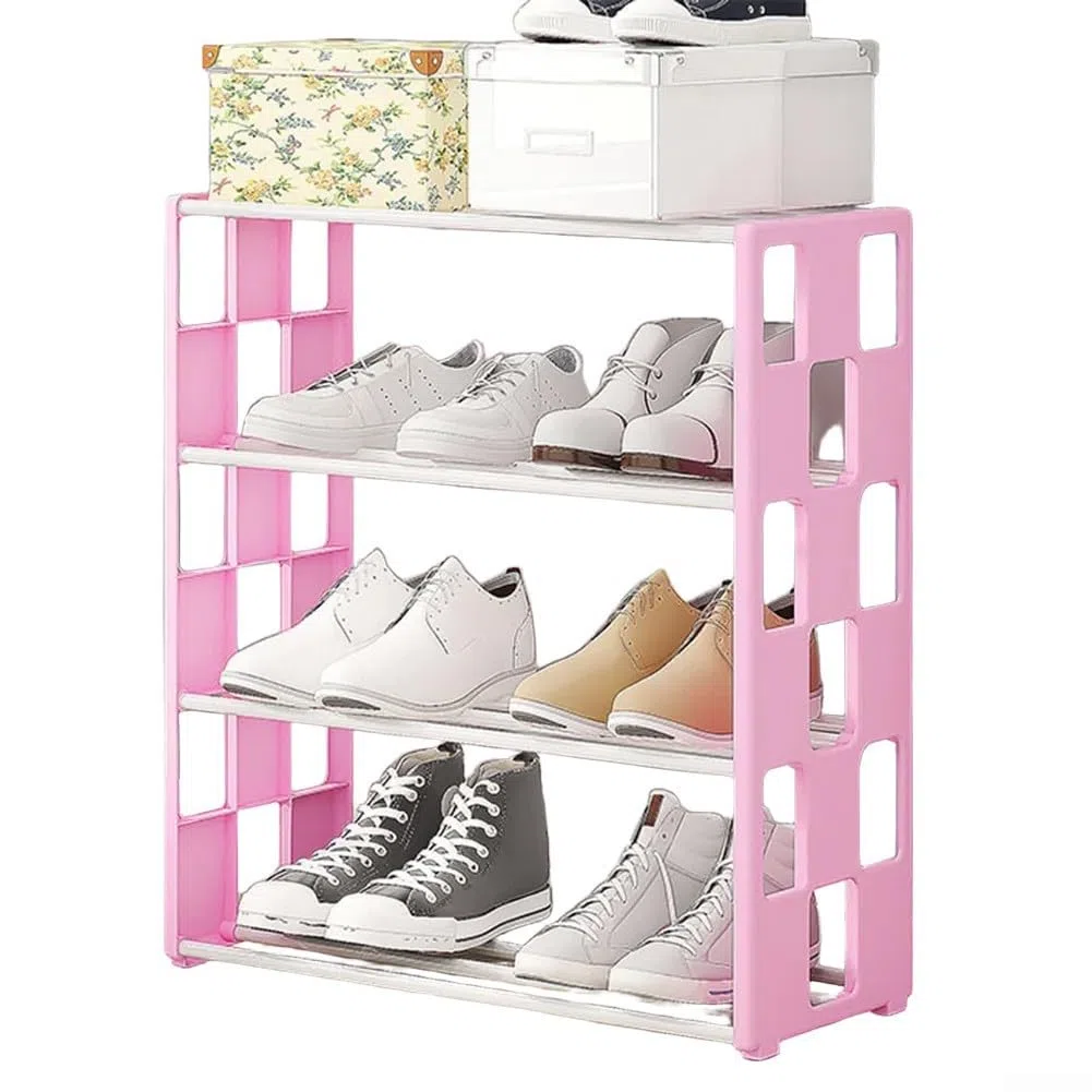 Elegante soluzione per riporre scarpe in metallo con layout a griglia, per organizzare scarpe di varie dimensioni e stili (rosa)
