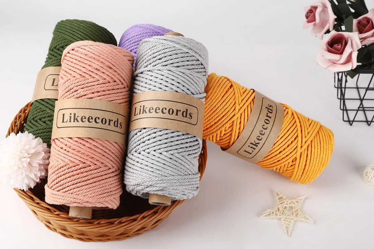 Likeecords macrame corda 4mm x 100m,filo macrame,cotone macrame,filo di cotone per borse all uncinetto per Appendiabiti per Fiori, Home Decor (farina di carne)