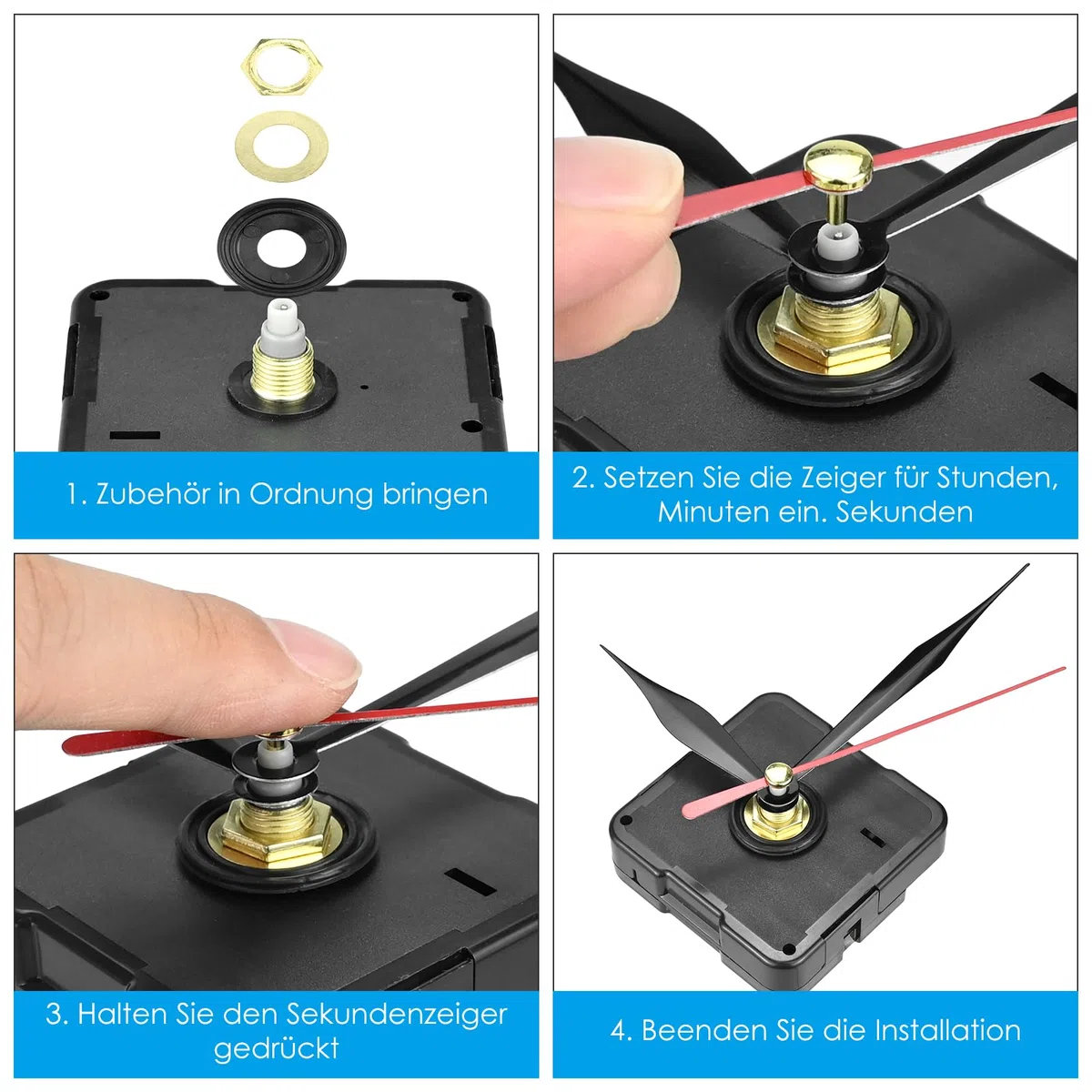7 Pezzi Movimento al Quarzo Silenzioso con 7 Set Lancette Orologio, Funzionamento a Batteria, Meccanismo Orologio da Parete per Parti Riparazione dell'Orologio Parete Fai da Te Sostituzione