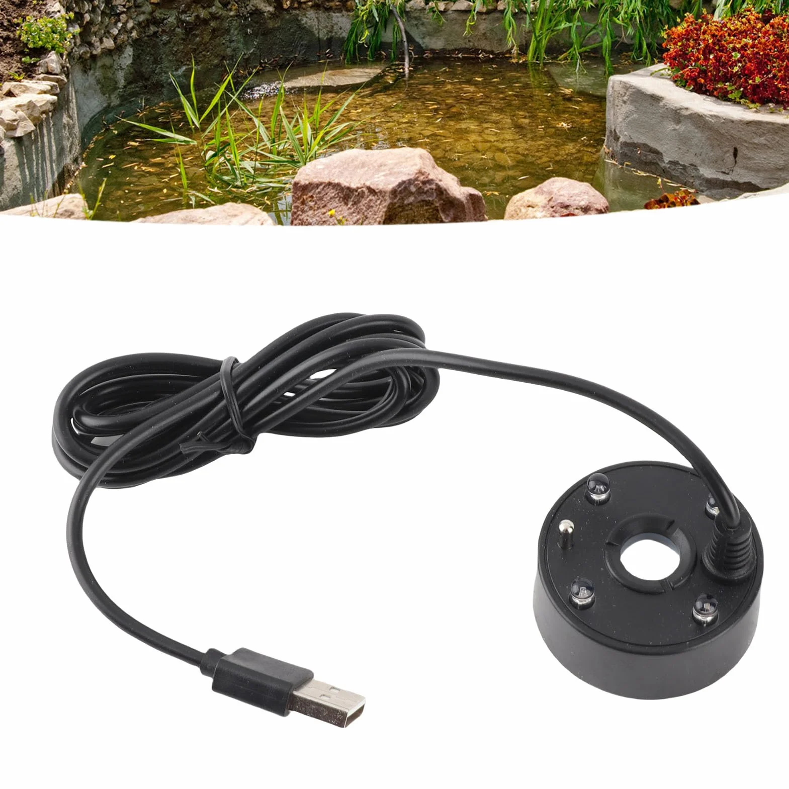 Fockety Nebulizzatore, nebulizzatore ad ultrasuoni a 4 LED, nebulizzatore USB per Fontana d'Acqua e laghetto, nebulizzatore, umidificatore d'Aria per Giochi d'Acqua, Halloween, Natale