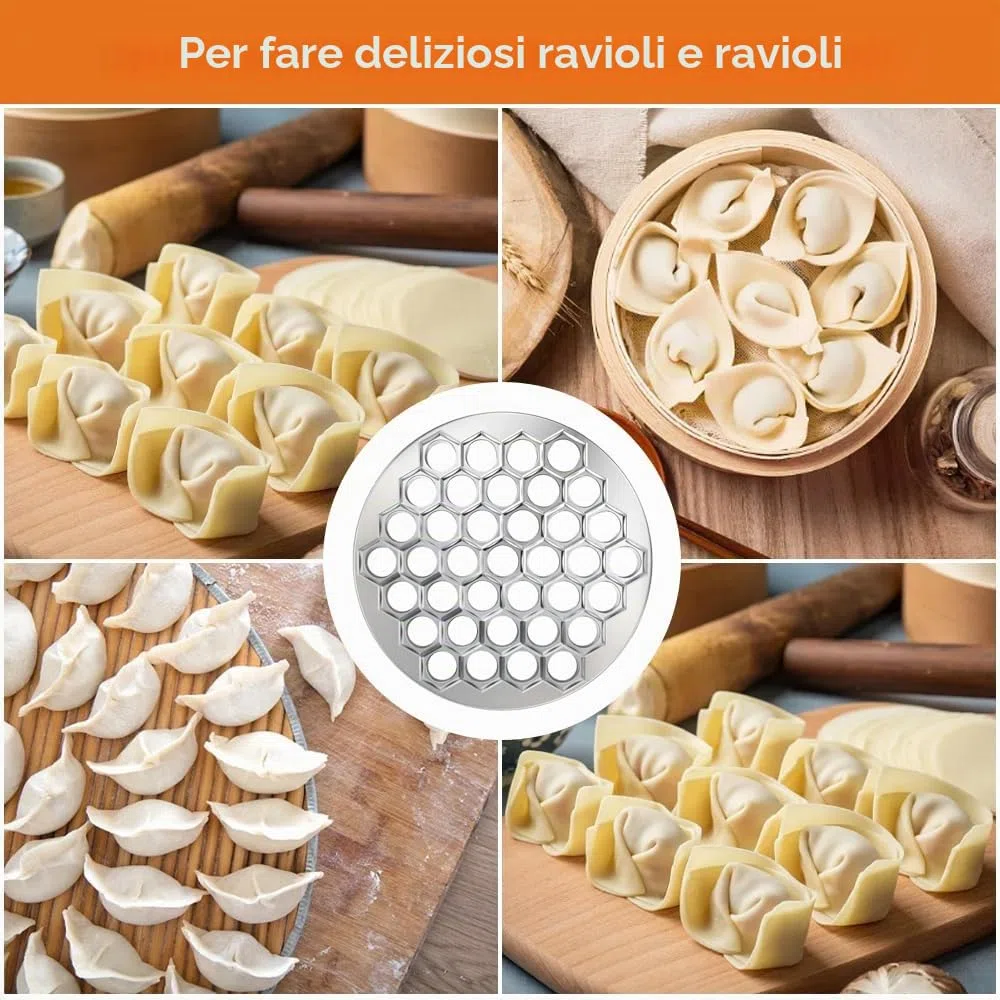 Stampo per Pelmeni, 37 Fori Stampo Gnocchi, stampo per Ravioli in Lega di Alluminio, Macchina per Ravioli, per Cucina Fai Da Te, Feste di Famiglia e Picnic