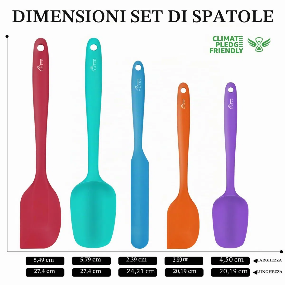 Hotec Spatole in Silicone da Cucina Utensili Cucchiaio, Spatola per Dolci, per Cottura e Miscelazione, Resistenti al Calore,Padella Antiaderente, 5 Pezzi