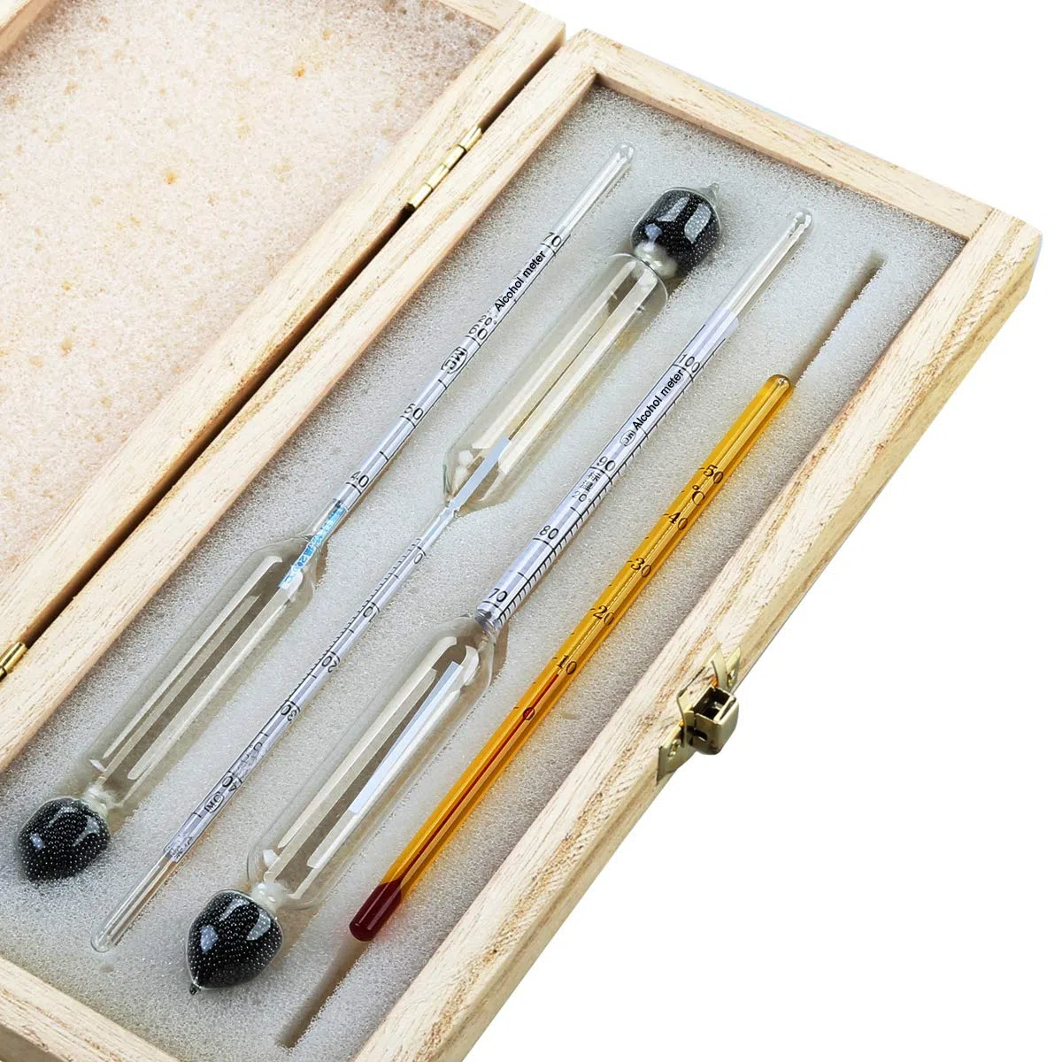 alcol tester, 3 pezzi, alcolometro, misura il contenuto alcolico 0 - 100 Vol%, alcol - vinometro + termometro per tutte i liquori, distillati, whisky, brandy, vodka, ecc