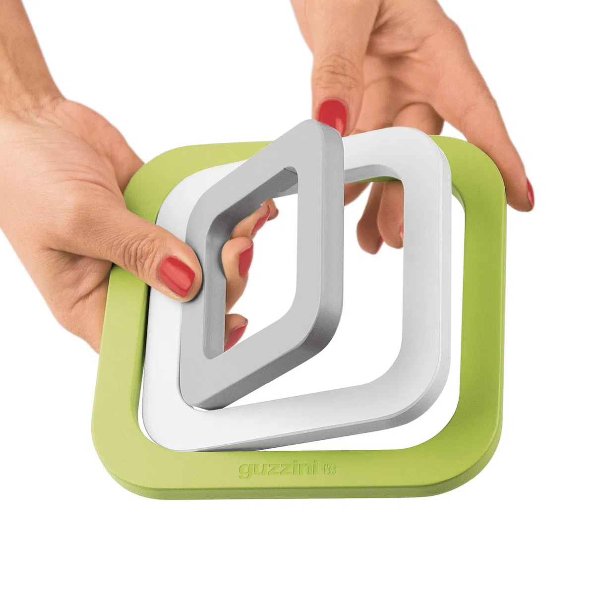 Fratelli Guzzini Kitchen Active Design Set Sottopentole, PA-Silicone, Verde Mela, 15 x 15 x 1 cm