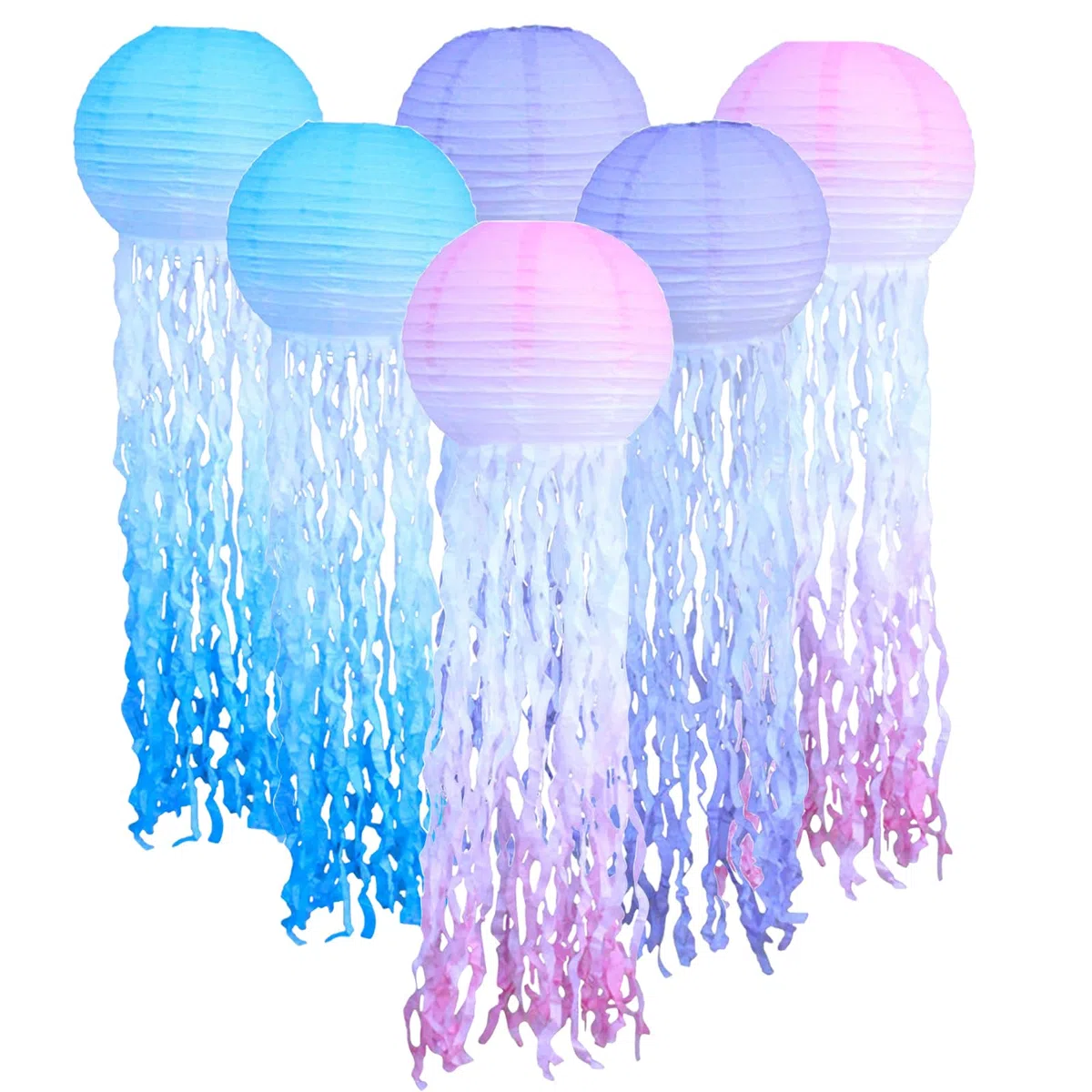Lanterne di Carta Jellyfish,6 Pezzi Lanterne di Carta Colori da Appendere a Sirena, Decorazioni per Feste di Compleanno Sotto il Mare per Matrimoni Giardino Festa di Compleanno Famiglia Riunioni Patio
