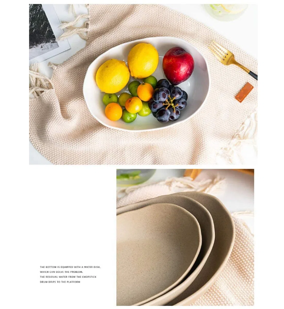 Portafrutta Alzatina A 2 Piani Porta Frutta Fruttiera Ceramica per Frutta, Verdura, Pane, Snack, Piatti di Frutta, Cesto di Frutta, Verdura, Dolci,Marrone