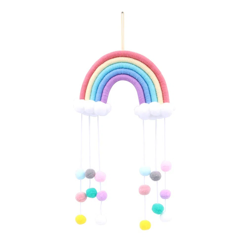 Arcobaleno Decorazione da Parete macramè Appeso, Tessuto macramè Decorativo per Camera, Carino Decorazione da Parete Adatto per Ornamenti Festival Regali (Blu)