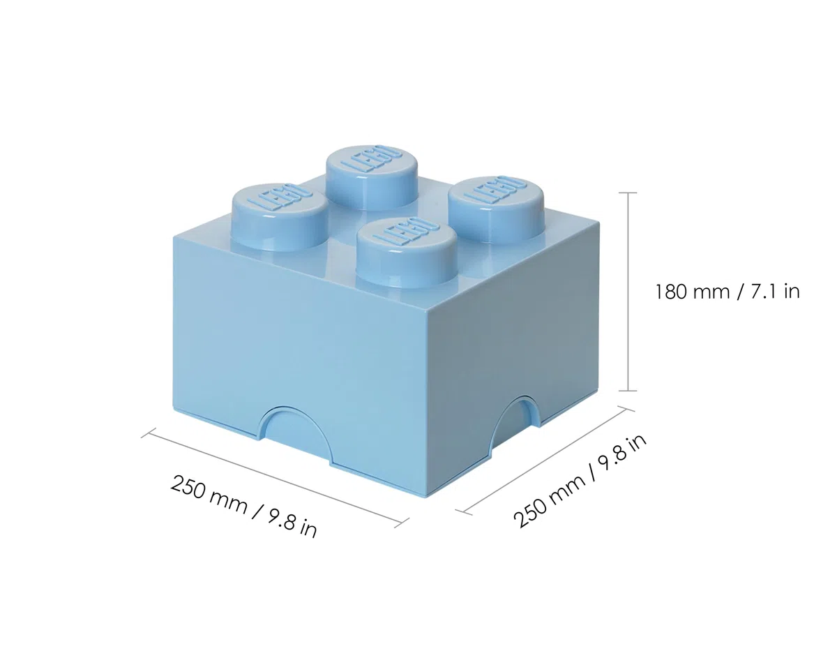LEGO Storage Brick 4 Knobs blu reale chiaro - Scatola Portaoggetti Impilabile 5,6 l – Contenitore in Plastica con Coperchio, Organizer per Scrivania e Giocattoli